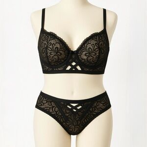 NWT Adore Me Diara Contour Balconette Bra (38C) and Panty Set (XL)  Black 💛